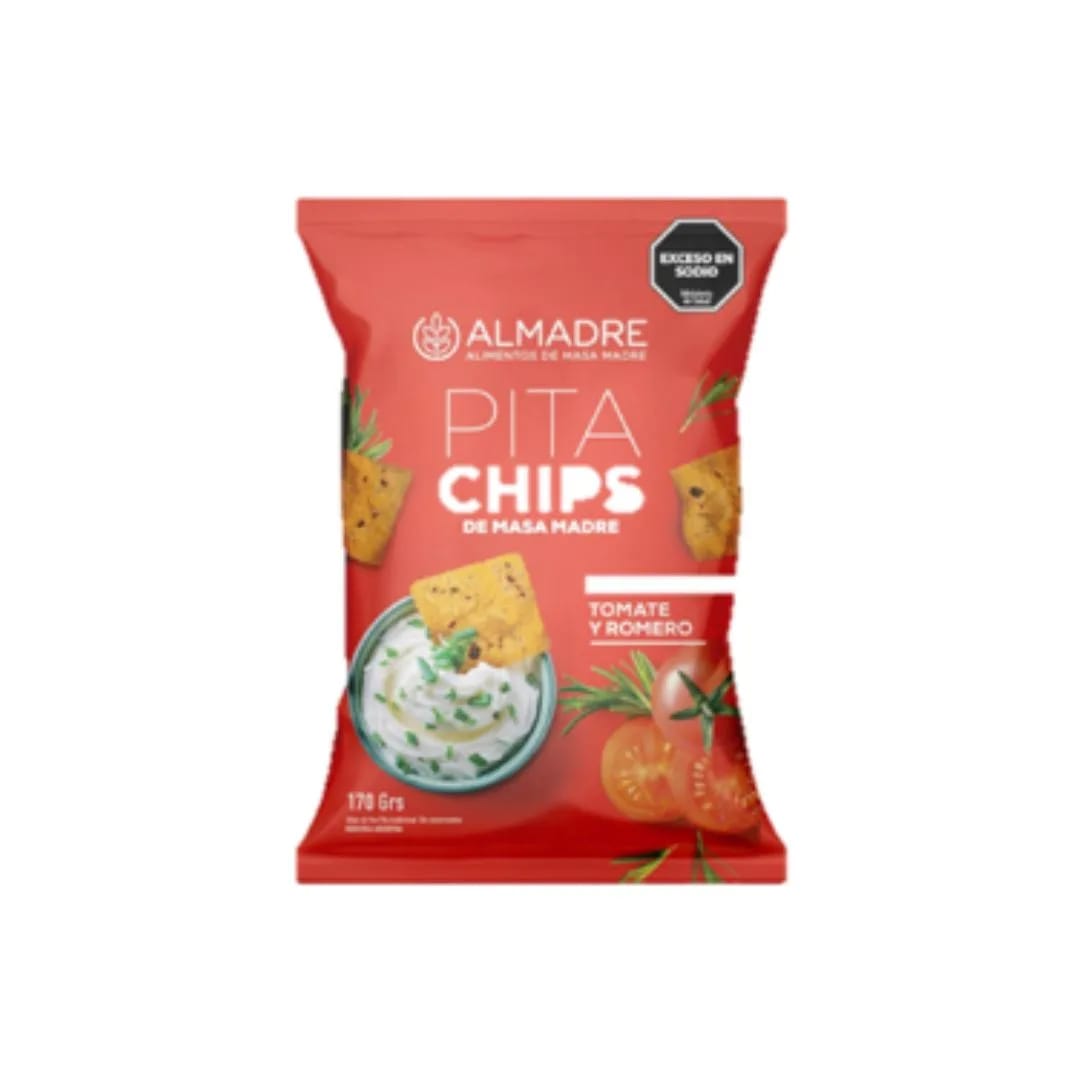 ALMADRE - PitaChips Masa Madre TOMATE ROMERO x 170gr