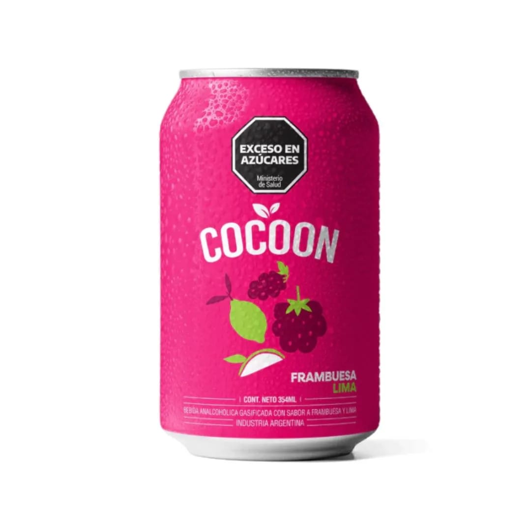 COCOON - Gaseosa con probioticos FRAMBUESA y LIMA 354ml.