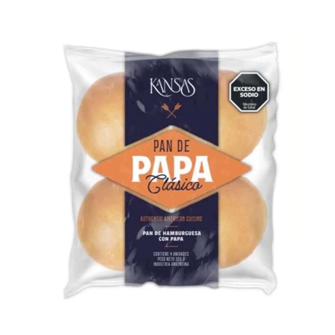 KANSAS - Pan de Hamburguesa de papa tradicional x 4un.