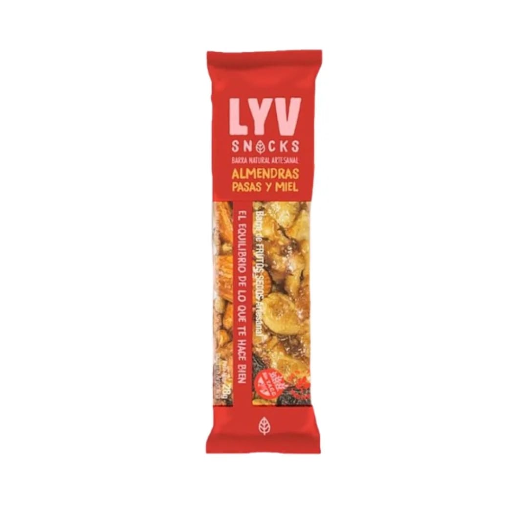 LYV - BARRA DE ALMENDRAS, PASAS Y MIEL 30gr x 18un