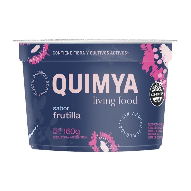 QUIMYA - Yogur Base Coco Frutilla Sin Azucar 160 g 