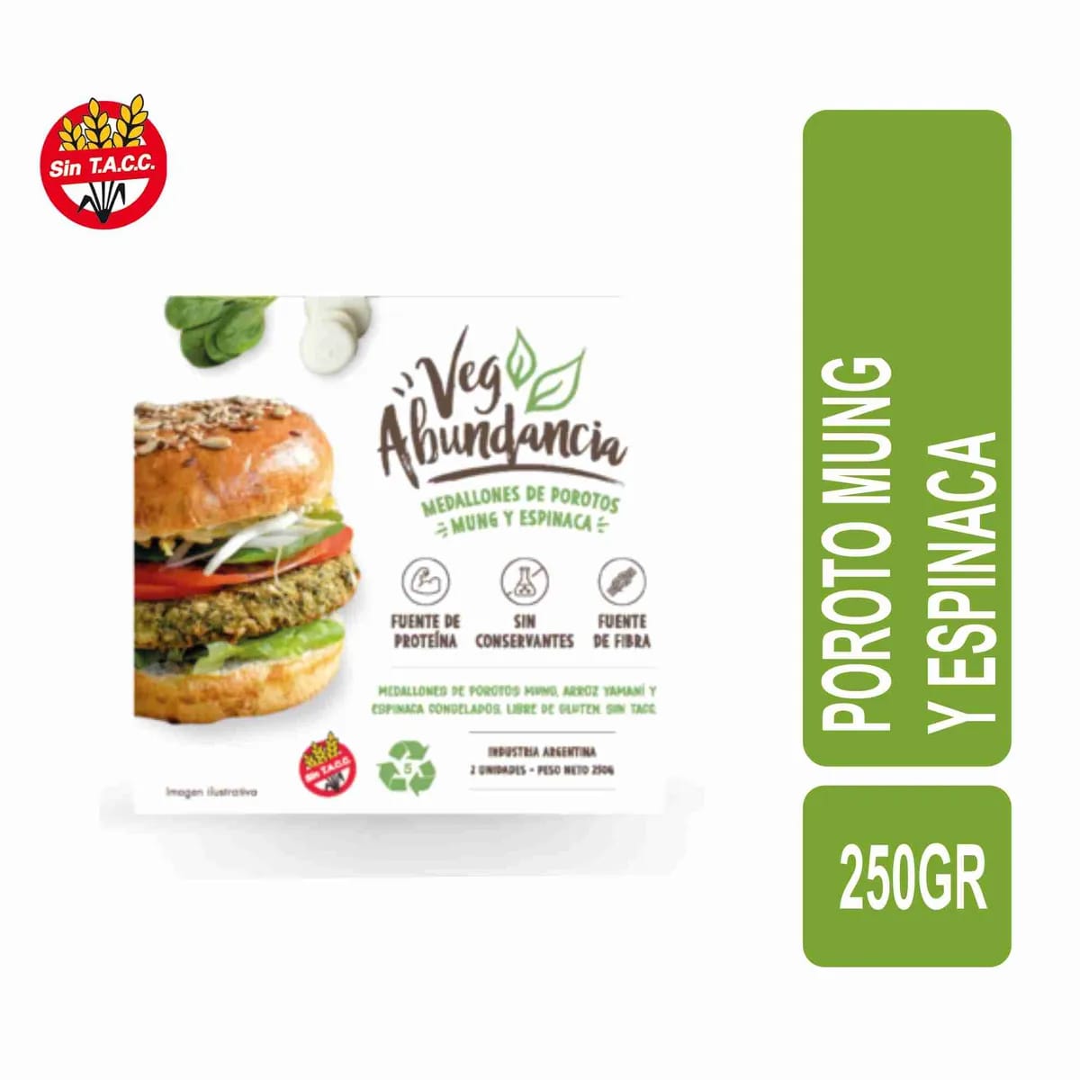 VEG ABUNDANCIA - Medallones de espinaca y poroto mung x 2u 250G
