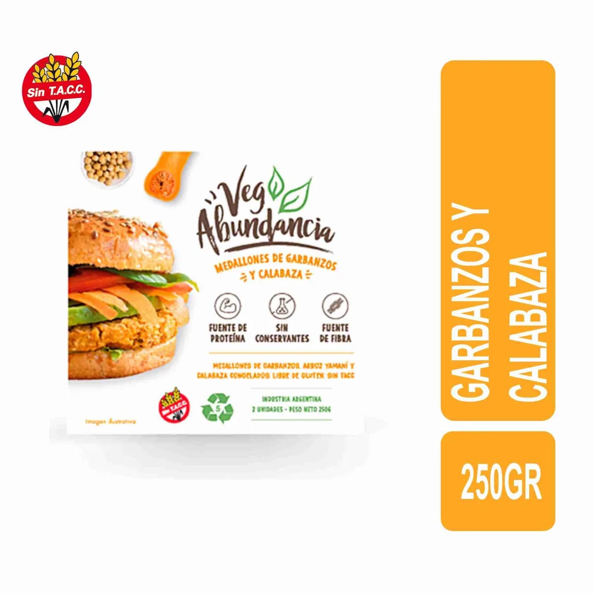 VEG ABUNDANCIA - Medallones de garbanzo y calabaza x 2u 250G