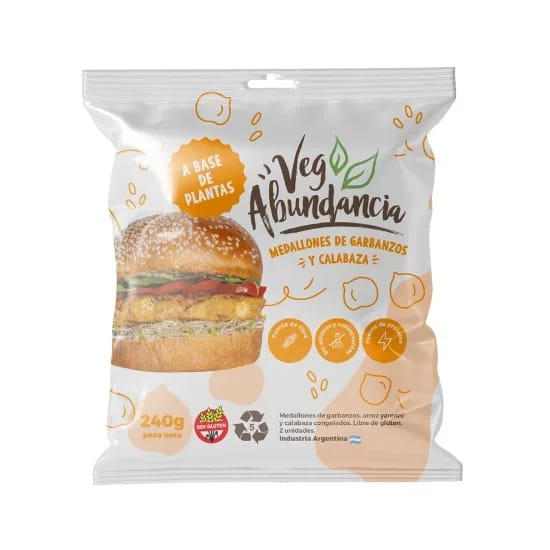 VEGABUNDANCIA  - Medallones de Garbanzos y Calabaza 120gr x 2un