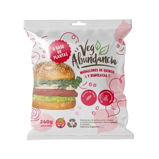 VEGABUNDANCIA - Medallones de Quinoa y Remolacha 120gr x 2un