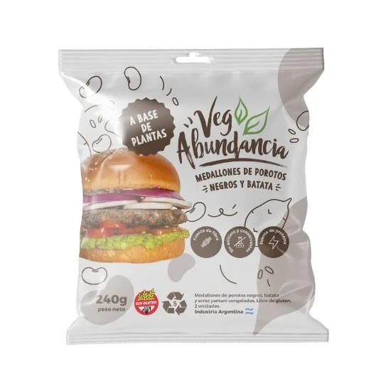 VEGABUNDANCIA  - Medallones de Poroto Negro y Batata 120gr x 2un