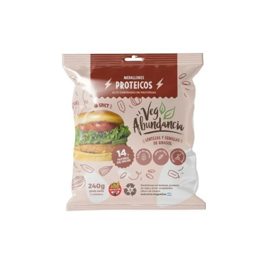 VEG ABUNDANCIA - Medallones PROTEICOS Lentejas y Girasol 240gr x 2un