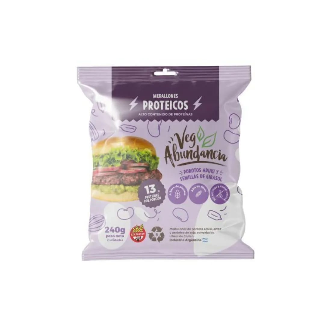 VEG ABUNDANCIA - Medallones PROTEICOS Porotos ADUKI y Girasol 240gr x 2un