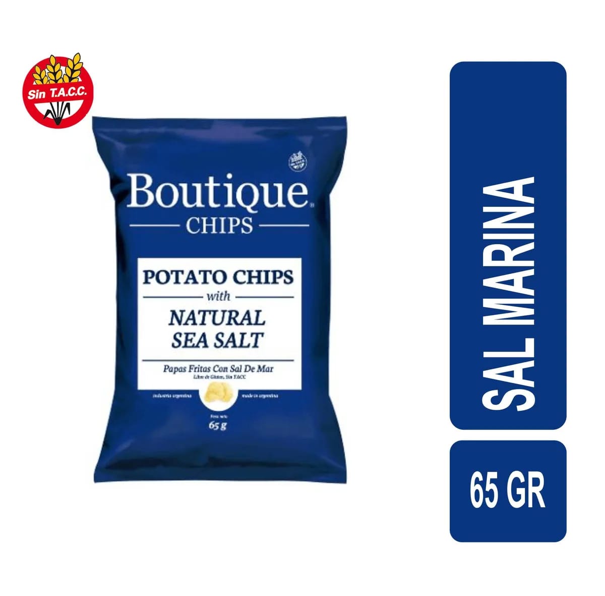 BOUTIQUE CHIPS-Chips Papas Sal Marina x 65 g SIN TACC