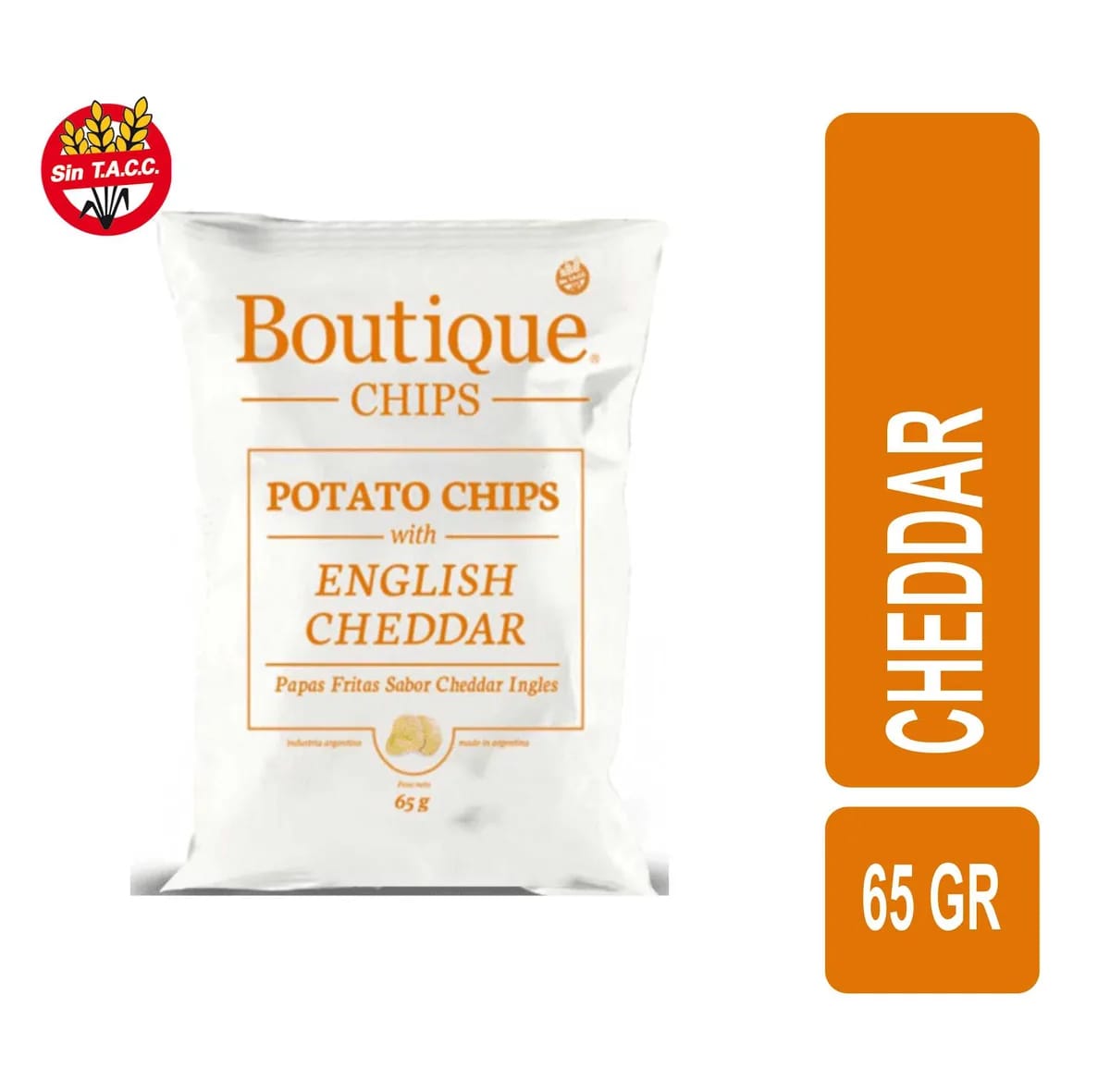 BOUTIQUE CHIPS-Papas Sabor Cheddar x 65 g SIN TACC