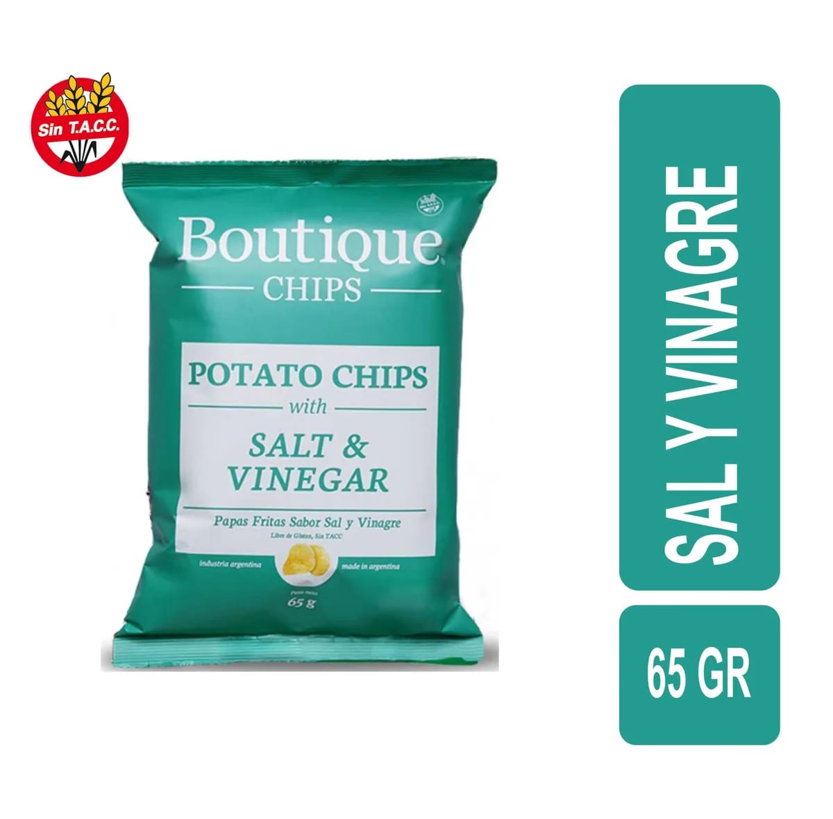 BOUTIQUE CHIPS-Papas Sabor Sal y Vinagre x 65 g SIN TACC