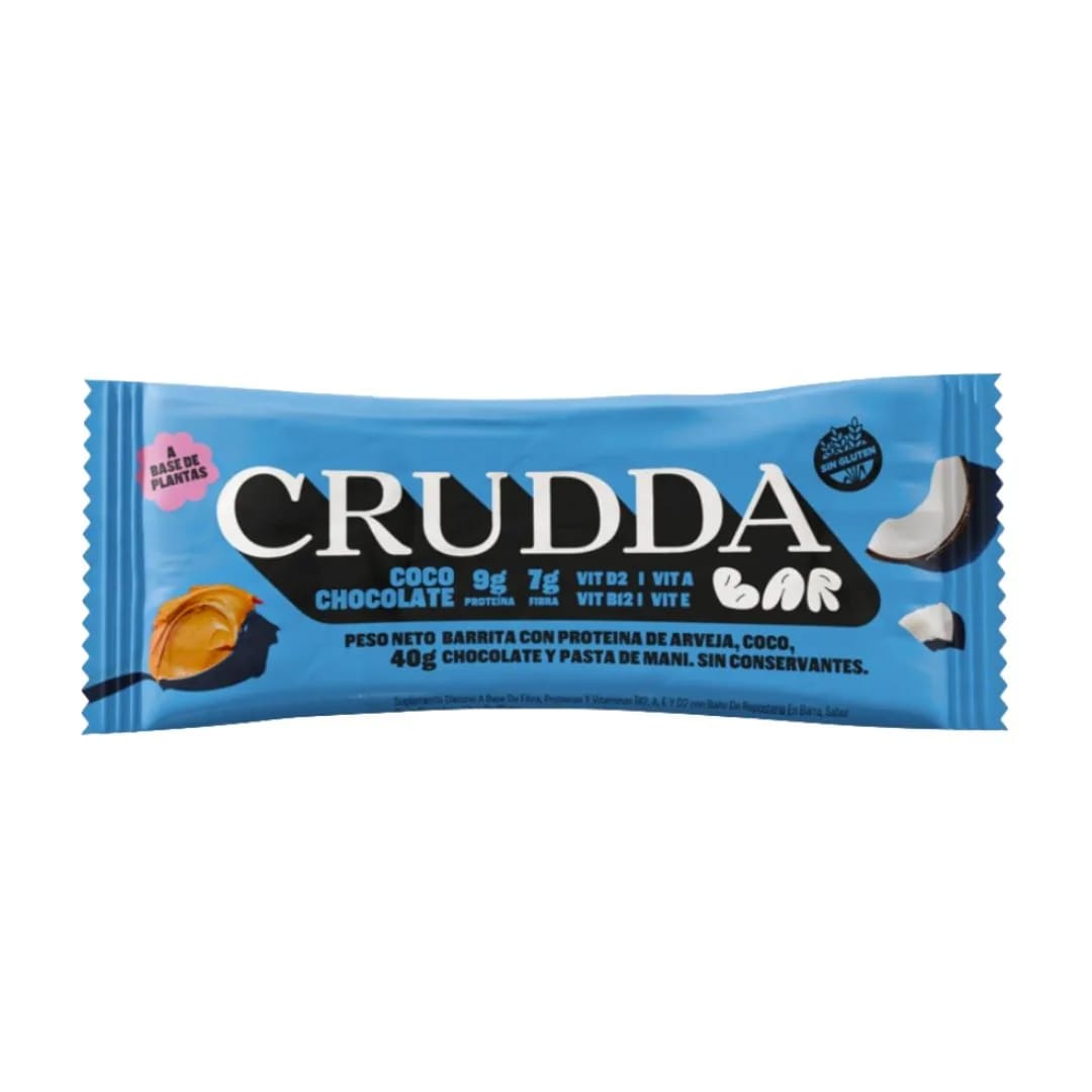 CRUDDA - Barritas Sabor Coco Chocolate 10 unid x 40Grs.
