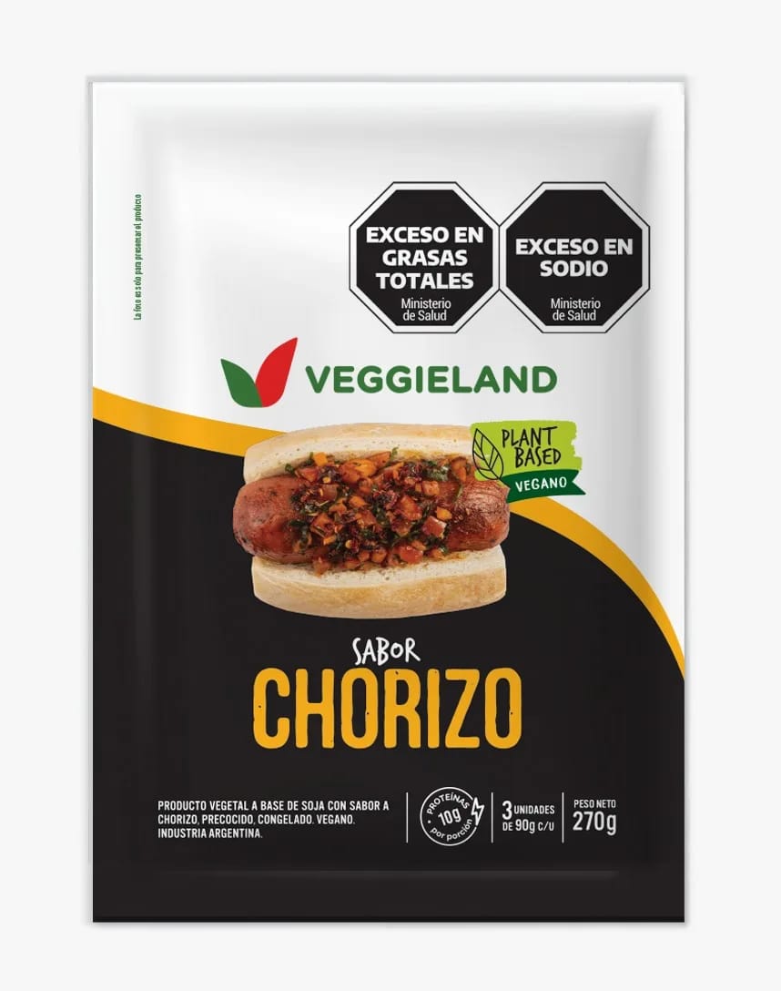 VEGGIELAND-Chorizo vegano 3u 270gr
