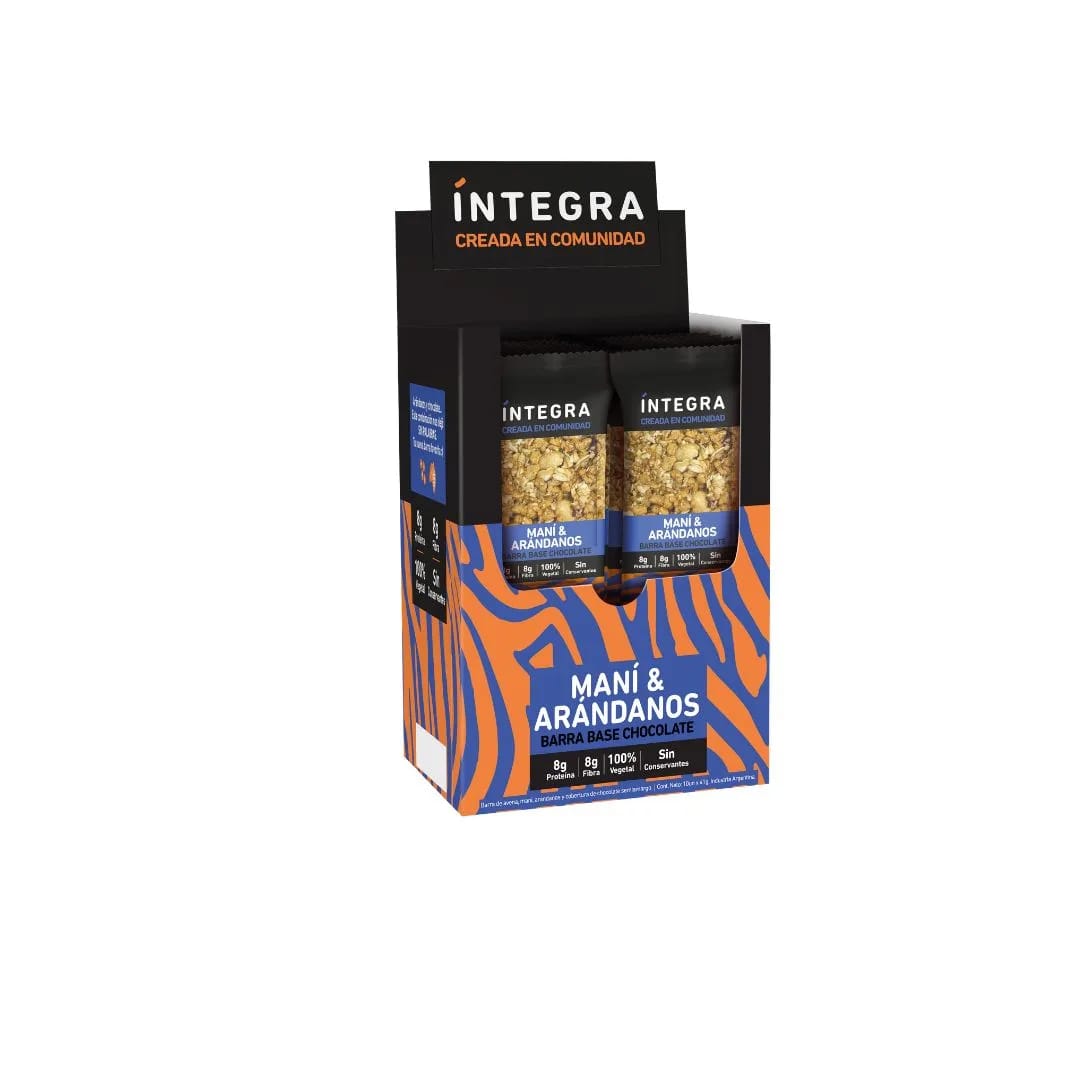 INTEGRA - BARRA Base Chocolate Maní Arándanos 41gr x 10u