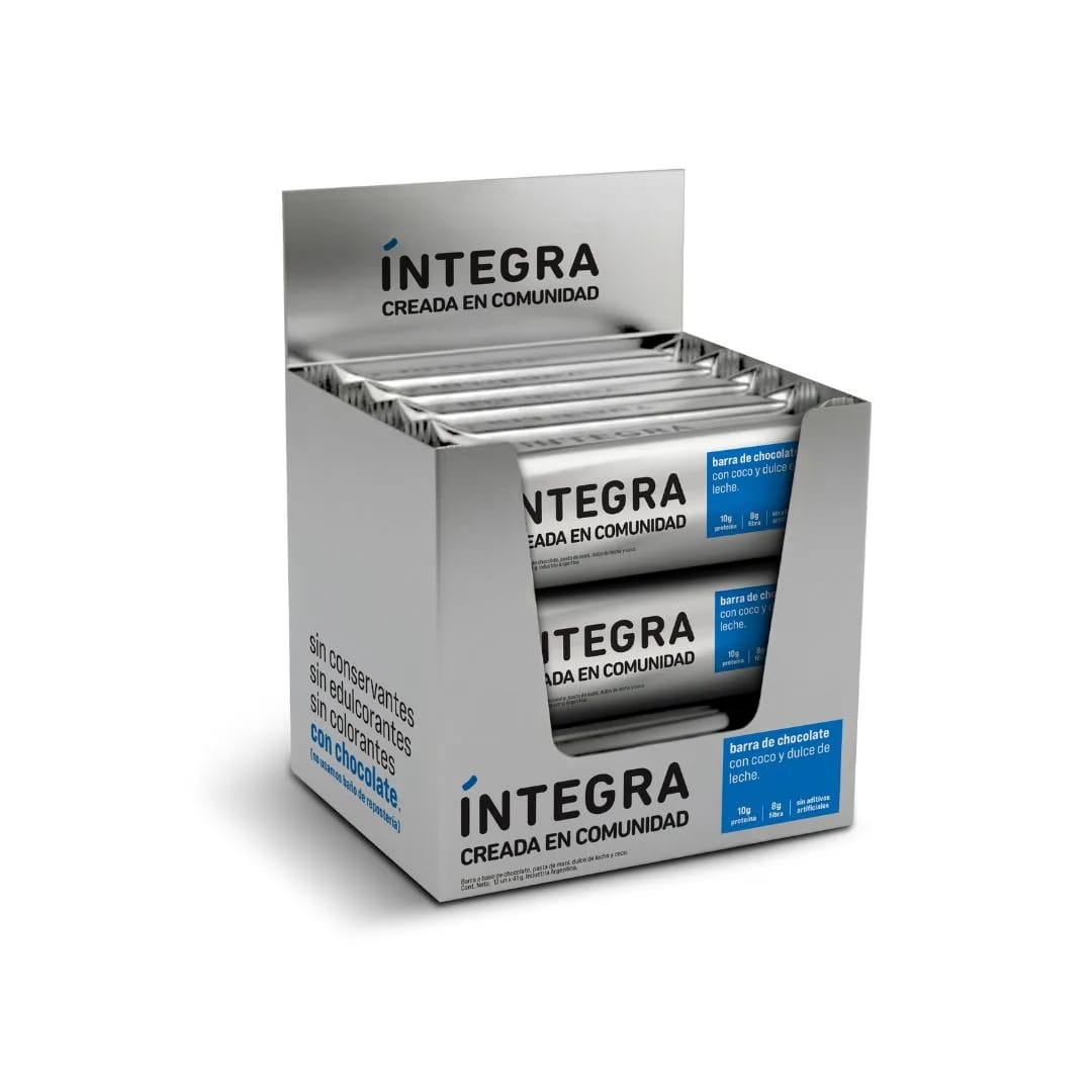 INTEGRA - BARRA Chocolate con COCO y Dulce de Leche 41gr x 12u