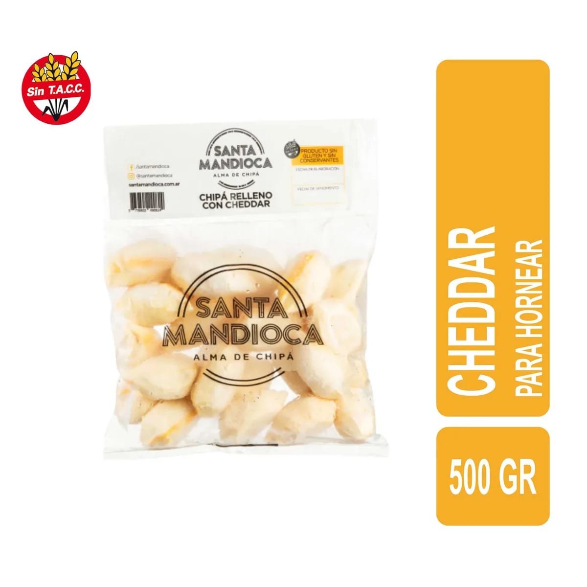 SANTA MANDIOCA - Chipá Cheddar para hornear congelado 500gr