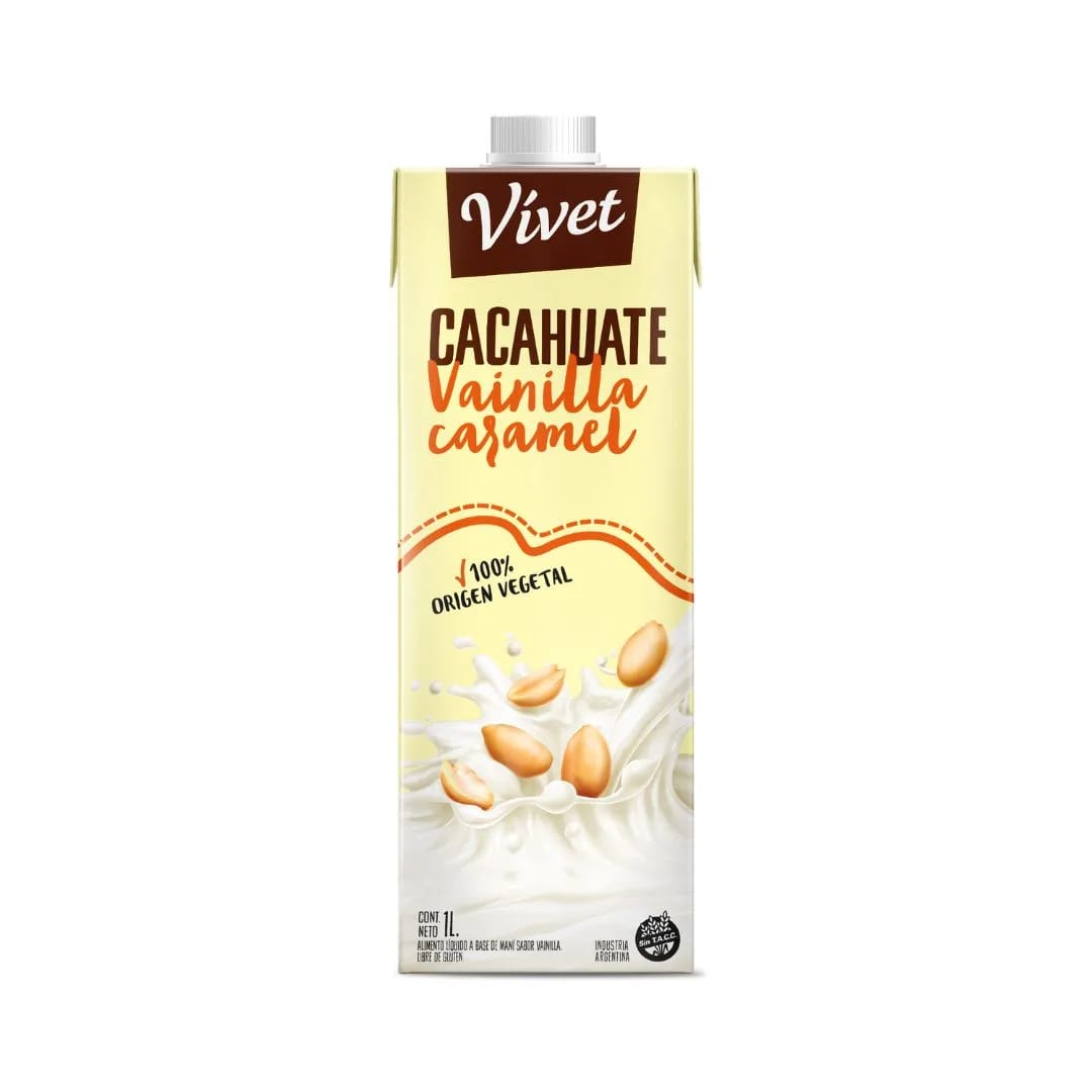 VIVET - Leche de Cacahuate Vainilla Caramel 1lt.