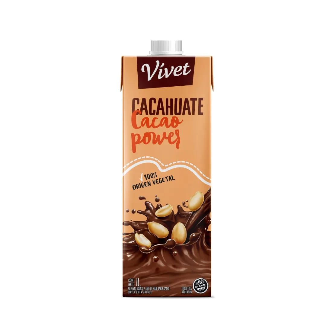 VIVET - Leche de Cacahuate Cacao Power 1lt.