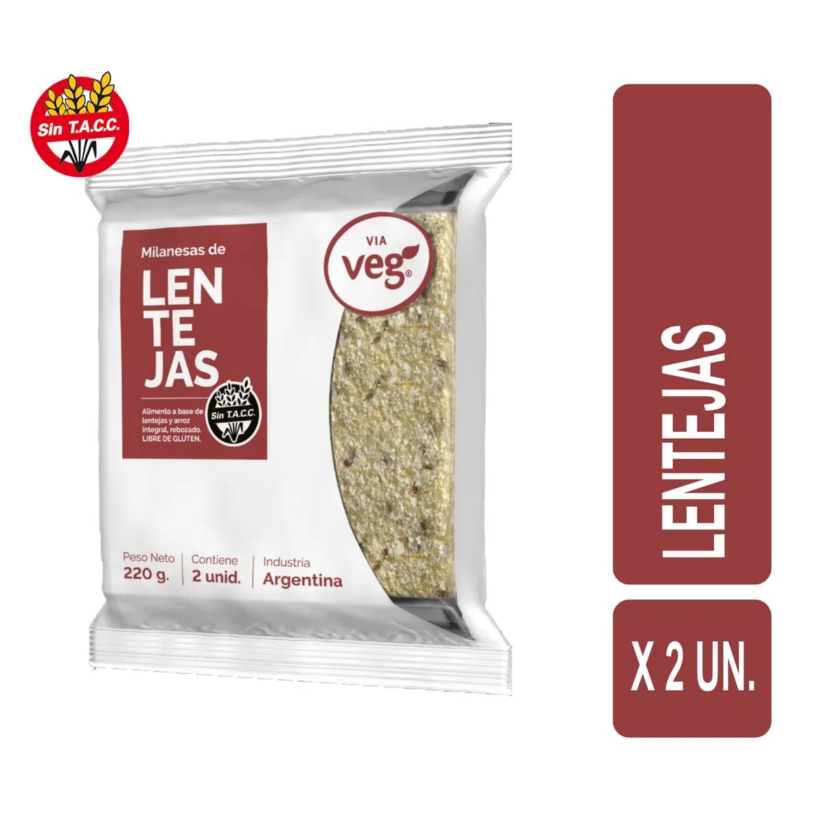 VIA VEG-Milanesas de Lentejas pack x 2U- SIN TACC