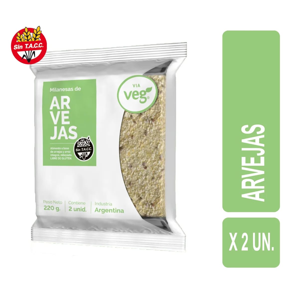 VIA VEG-Milanesas de Arvejas pack x 2U- SIN TACC