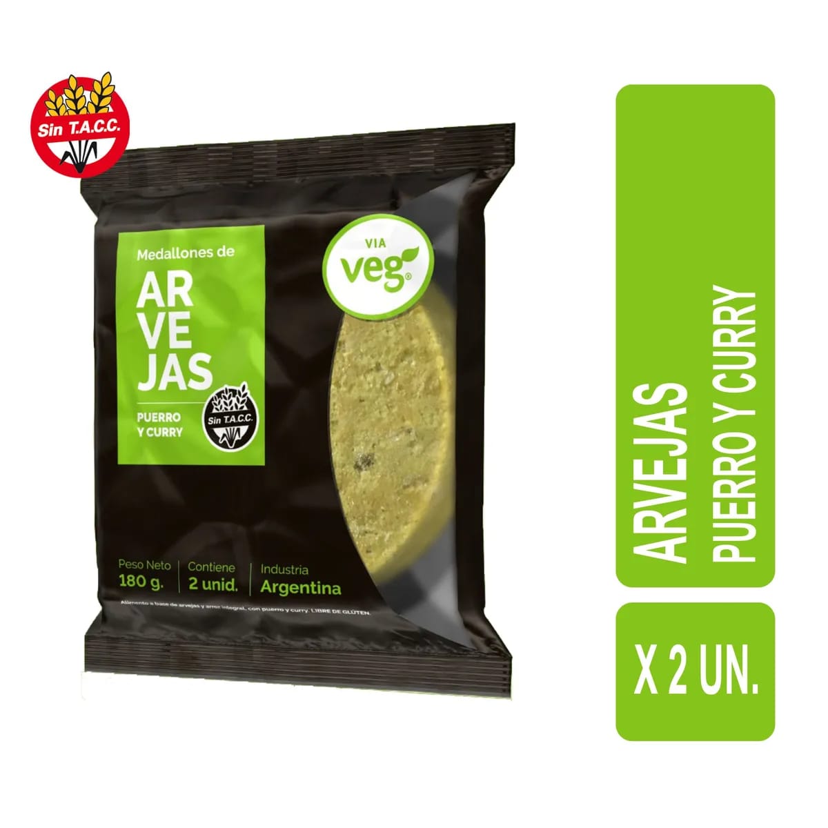 VIA VEG-Medallones de Arvejas, Puerro y Curry sin TACC x 2U